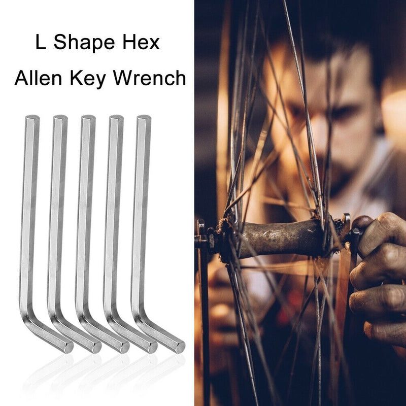 Hex L Shape Allen Key Wrench Metric Nickel Plated Flat Head Spanner (5pcs) A