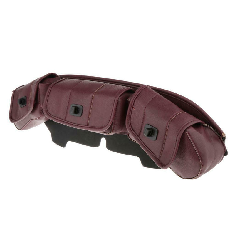 Red PU Leather Motorcycle Windshield Bag Saddle Three 3 Pouch  Fairing Bag