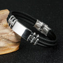 Three Layers Silicone Wrap Bracelets for Man New Fashion Simple Design Stee