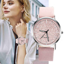 Women Casual Quartz Minimal Leather Round Dial Analog Wristwatch (Pink) A