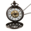 Hollow Spider Web Pocket Watch Retro Quartz Large Black Necklace Pendant Me
