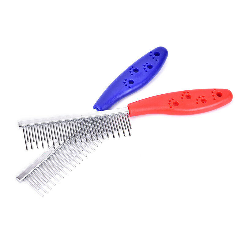 Pet Dog Cat Metal Double Row Teeth Brush Grooming Hair Comb Rake Tool Useful