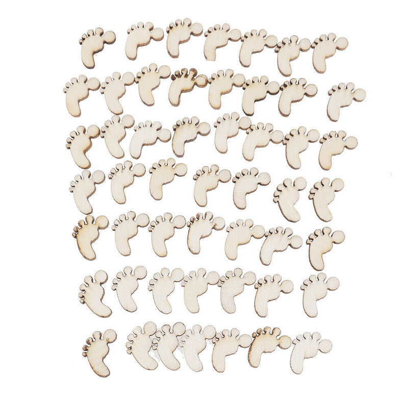 50Pcs DIY Wooden Foot Shaped Natural Wood Decoration Hand-made Graffiti ChipsOZ