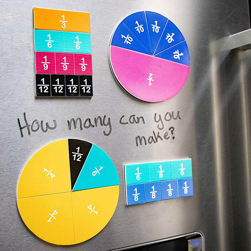 Rainbow Magnetic Round Fraction Tiles Early Education Learning Counting Math  Gw
