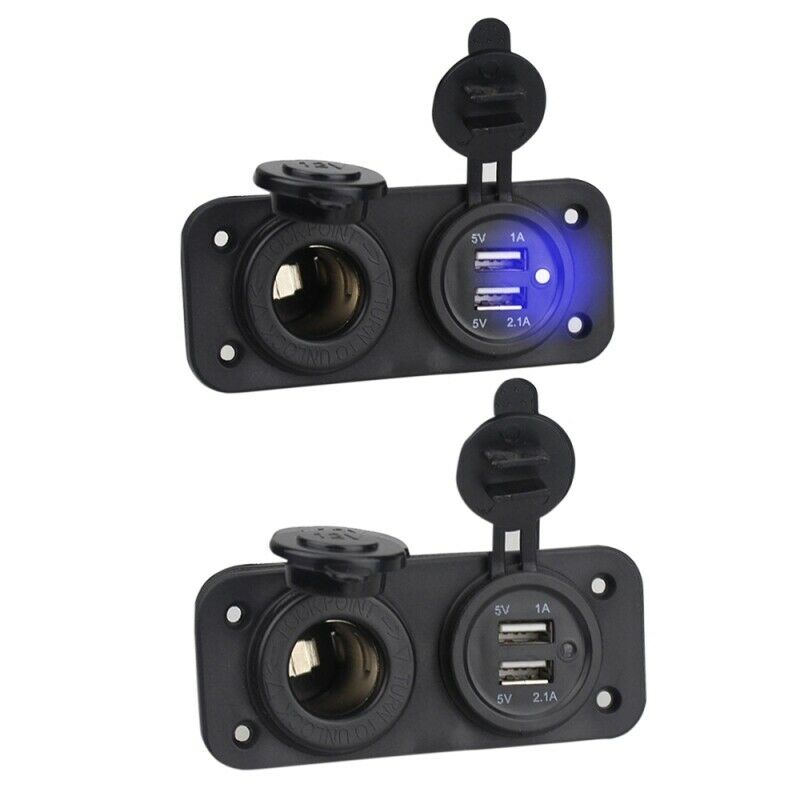 12V 24V LED Dual USB Port Car Charger Adaptor Splitter Cigarette Lighter Socket