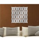 10 Panels Square Foral Vinyl Wall Art Stickers, Mirror Decals, Wall Graphics