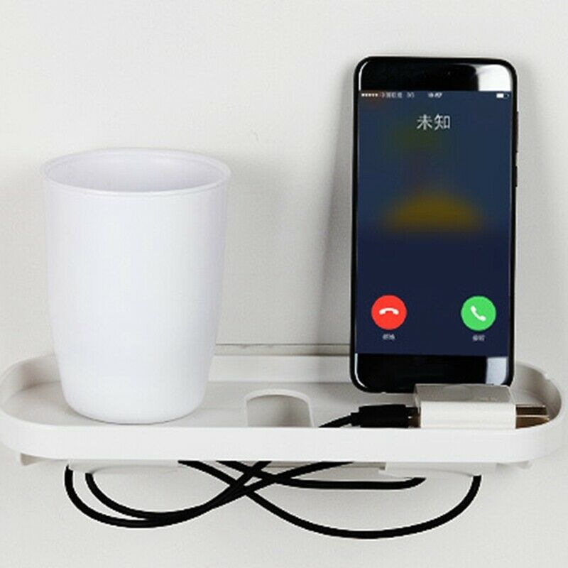 Compact Mobile Phone Charge Adapter Wall Holder Storage Rack Shelves Organi E7F7