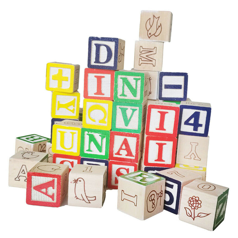 50 Pieces Wooden ABC/123 Blocks Set, Developmental Toys, Number Blocks Stacking