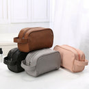 Brown Waterproof Toiletry PU Bags Leather Travel Cosmetic Bag Organizer Wom