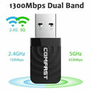1300Mbps WiFi USB Adapter for PC, USB 3.0 WiFi Dongle, 5Ghz /2.4Ghz USB Wireless