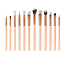 12pcs Pro Eyes Makeup Brushes Set Wood Eyeshadow Eyeliner Applicator (Pink) A