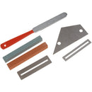 Set of 6 Luthier Parts Fret Tool, Guitar Ruler with 2 Holes, Grinding Stone(Red,
