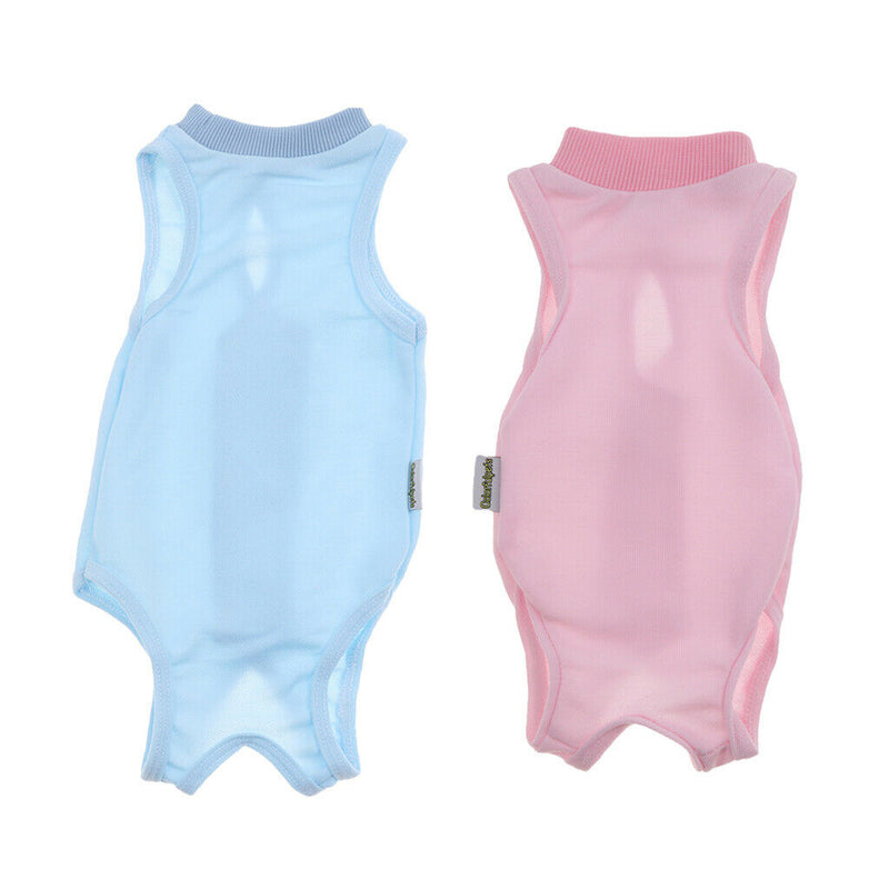 2Pcs M Blue Pink Pet Apparel  Recovery Suit for Cats Care Weaning