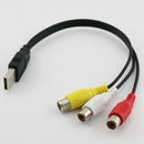 1Pc Usb Male Plug To 3 Rca Female Adapter Audio Converter Video Av A/V Cabl