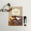 Duo Wood House Sparrow Bird Key Ring + Key Holder + Whistle - White+Yellow  V3B9