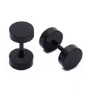 5X(1 Pair of Men's Barbell Stainless Steel Ear Studs Earrings Black 6mm E4S5)