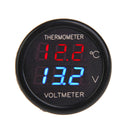 DF-01-TV 2IN1 Car Battery Monitor Voltmeter Thermometer Blue Digit Display A