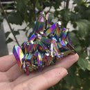 Natural Quartz Crystal Rainbow Titanium Cluster Mineral Specimen Healing Stone//