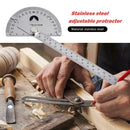 Stainless Steel Adjustable Protractor 180 Degree Rotary Measuring Ruler