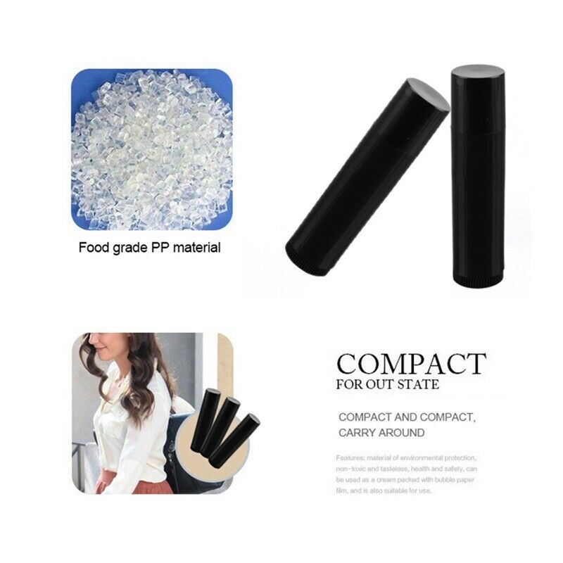 15pcs Black Lipstick Empty Tube Wax Tube Lipstick DIY Lipstick Tube Cosmeti V9Y3