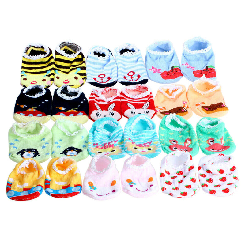 1pair Cartoon Cute Baby Kids Non Slip Socks Infant Newborn Soft Short Socks