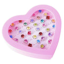 36X Girls Kids Child Diamate Adjustable Rings Crystal Rings Jewelry with Box.