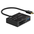 USB 3.0 Type -C Combo Hub Adapter for Micro SD/XQD Card Reader  Black