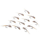 12pcs Fly Fishing Bead Head Nymph Fly Fishing Flies Ribbed Ear Trout Wet Fly