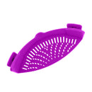 Kitchen Silicone Food Strainer Veggies Fruits Colander for Pots Pans Purple