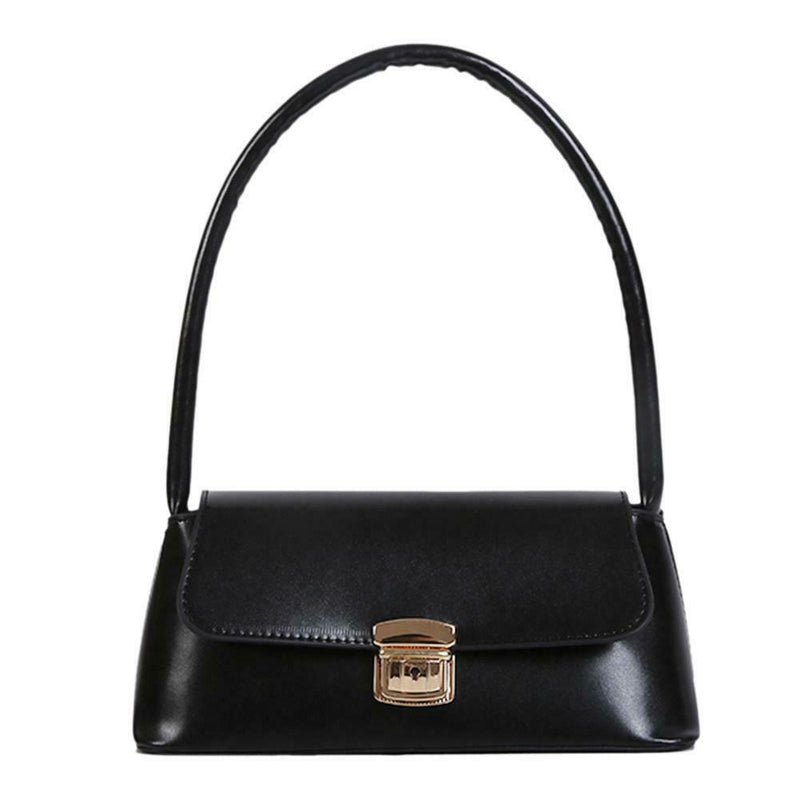 Classic Women Handbag PU Leather Retro Shoulder Bag Shopping Totes (Black)
