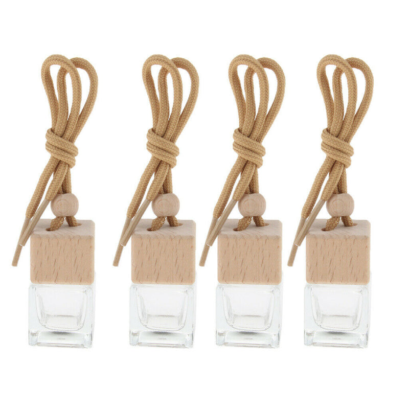 Pack of 4 6ML Glass Car Hanging Perfume Bottles Air Freshener Fragrances