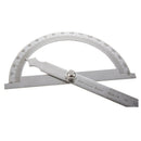 Gray Stainless Steel Rotating 180 Degree Mesurement Protractor Metric 15cm