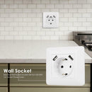 Electrical Wall Socket Double USB Port 220-250V 16A Socket Power Outlet 84x84mm