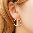 Round Circle Geometric Crystal Earrings Simple Ear Ring for Women Jewelry A