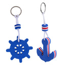 60mm Yachting Boating Floating Key Chain Keyring- Anchor and Rudder Blue
