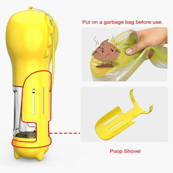 Multi-function Portable Pet Water Bottle Small Dogs Drinking Bowl (Yellow) A#S