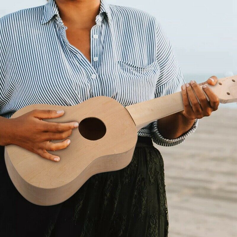 21inch White Wooden Ukulele Soprano Hawaiian Guitar Uke Kit Musical Instrum