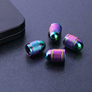4pcs Rainbow Color Bullet Shaped Wheel Tyre Valve Stem Caps Dust Covers