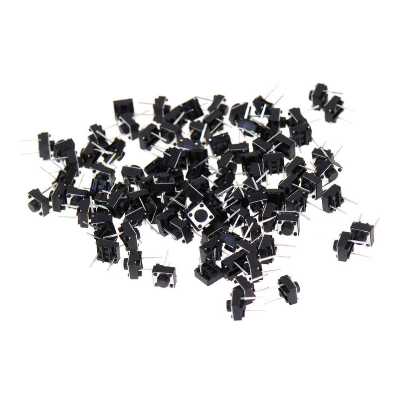 100pcs 2pins Tactile Push Button Switch Tact Switch 6X6X5mm Momentar Ew