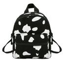 Cow Print Backpack Women Canvas Schoolbag Teenage Girl Mini Bagpack (Black)