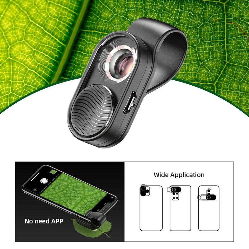 100x magnification portable mini microscope with LED light for smartphone camera