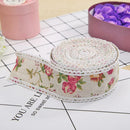 Rose Pattern Jute Burlap Rolls Hessian Ribbon with Trims Tape for Wedding