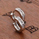 1 Pair Men Women Unisex Stainless Steel Rhinestone Charm Hoop Huggie Earrings