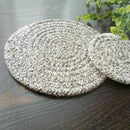 Round Cotton Braided Table Place Mats Coaster Non-Slip Table Mats Set of 5