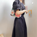 Summer Fashion Retro Daisy Print Handbag Zipper Women Armpit Shoulder Bag A