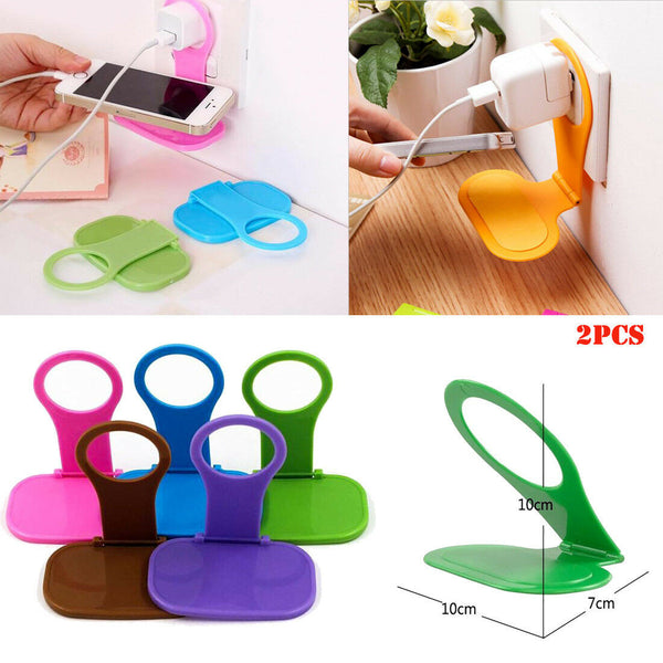 2PCS Foldable Cell Phone Charging Rack Holder Wall Charger Adapter Hanger Shelf