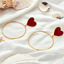 Fashion Women Love Heart Big Circle Pendant Stud Earrings Statement Jewelry  OZ