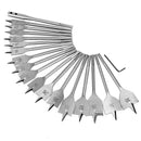 19Pcs 11-38Mm Spade Drill Bit Set with Extended Rod Wood Drill Bit Set for