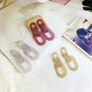 3 Pairs Of Earrings Set Cute Glitter Transparent Acrylic Pendant Earrings E