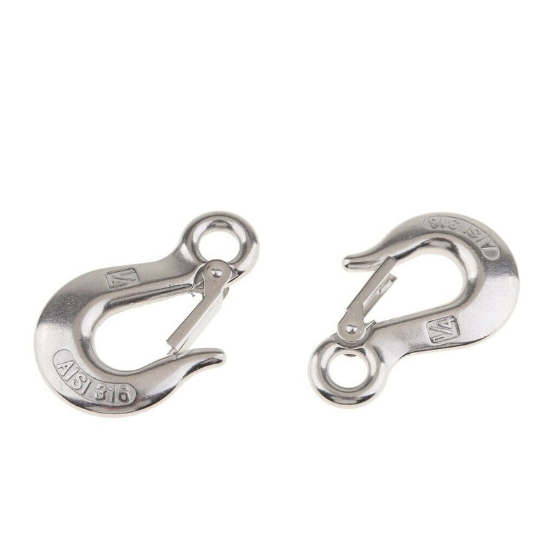 2x Lifting slip Hook W/ safety latch 1/4" Clevis Stainless Steel Handy Strap